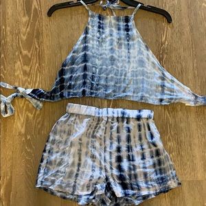 Two piece tie-dye set. Halter top with shorts